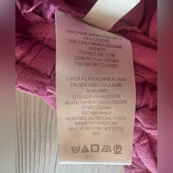 Free People Mirella Linen Blend Drawstring Shorts, Pink Plum, Size Medium - Picture 5 of 9